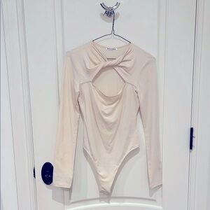 New Reformation Cream Long Sleeve Bodysuit XS